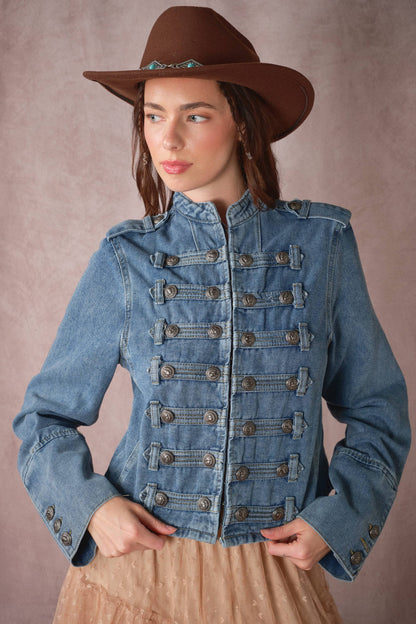 Blue B Washed Denim Napoleon Jacket