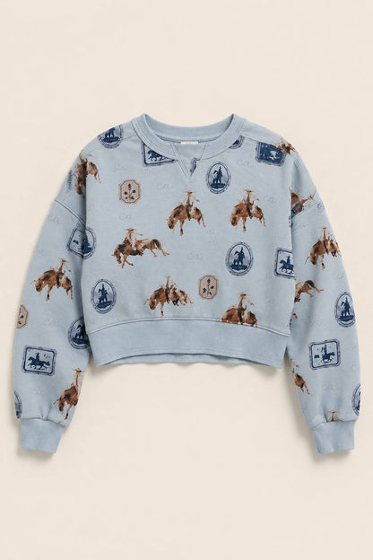 Blue B Printed French Terry Sweatshirt Jogger Set