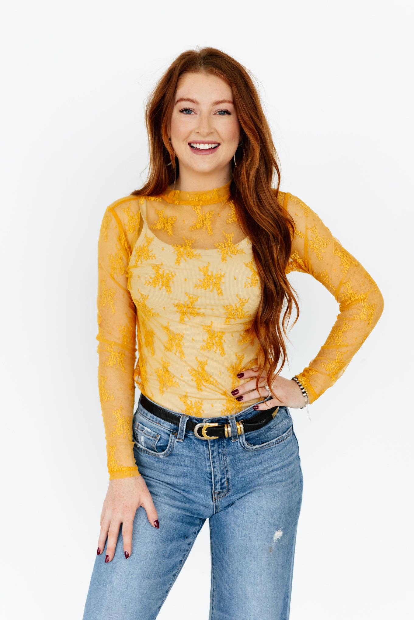 Lace Mustard Top