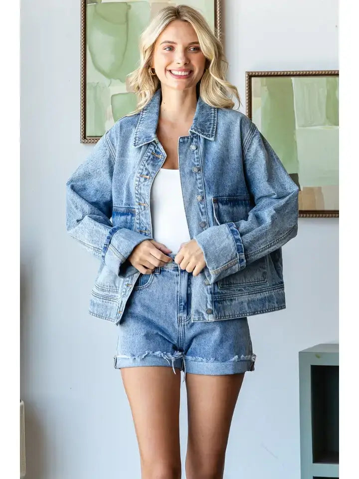 Big Pocket Denim Shacket