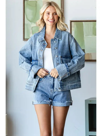 Big Pocket Denim Shacket