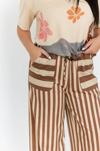 Turq Haven Brown & Tan Striped Pant
