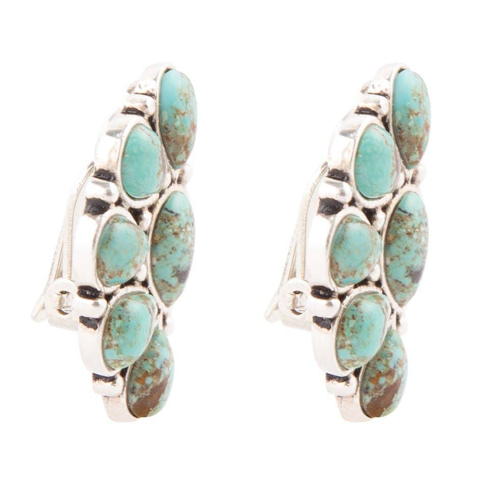 Barse Durango Turquoise Multi Stone Clip Earrings