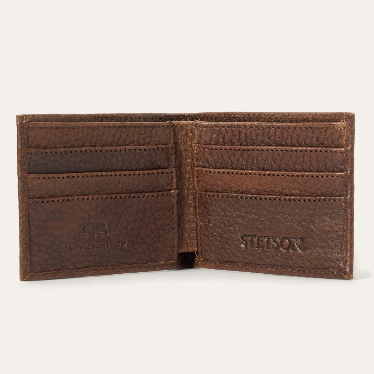 Stetson Bison Leather Rivet Bi-Fold Wallet