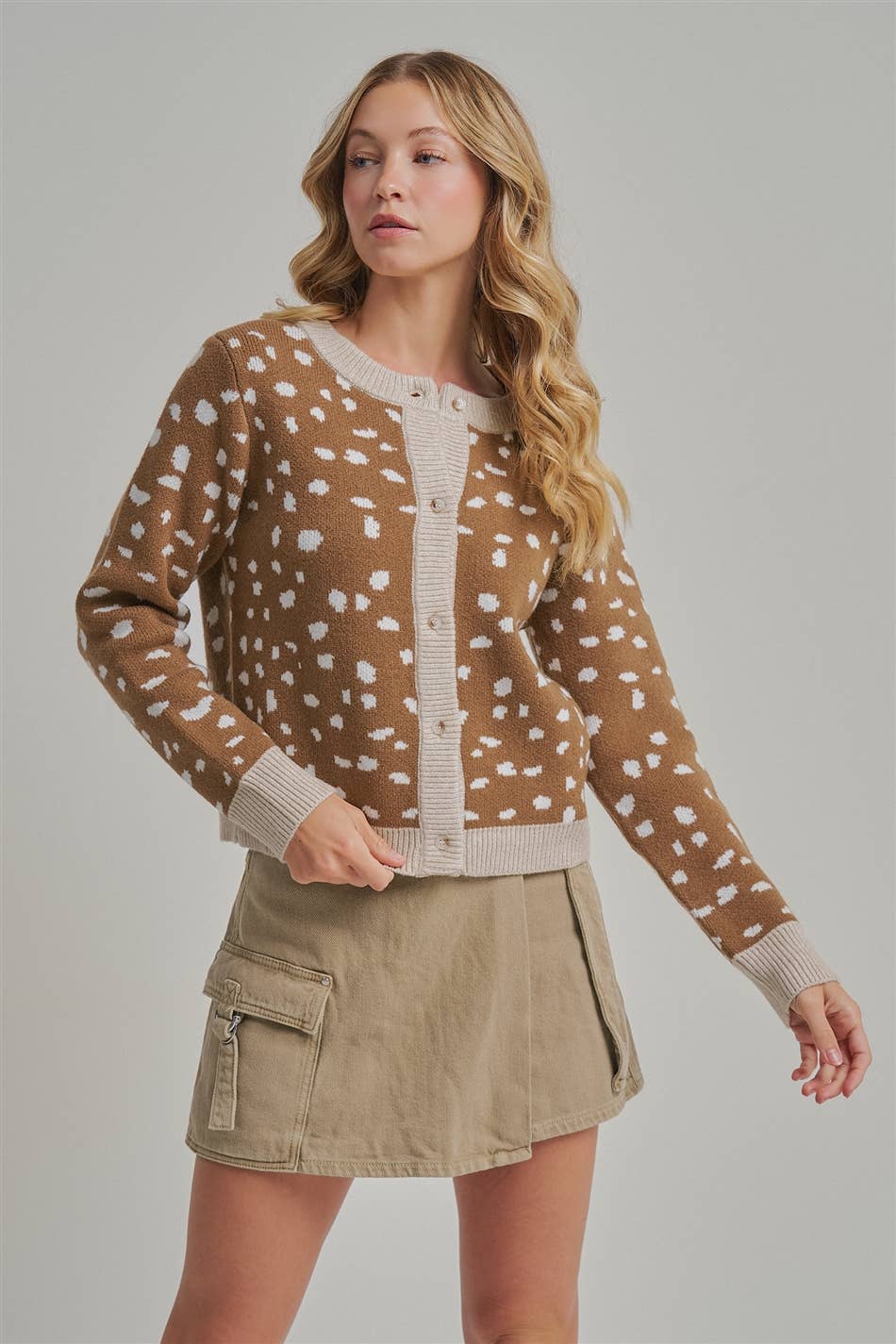 Deer Print Button Down Cardigan