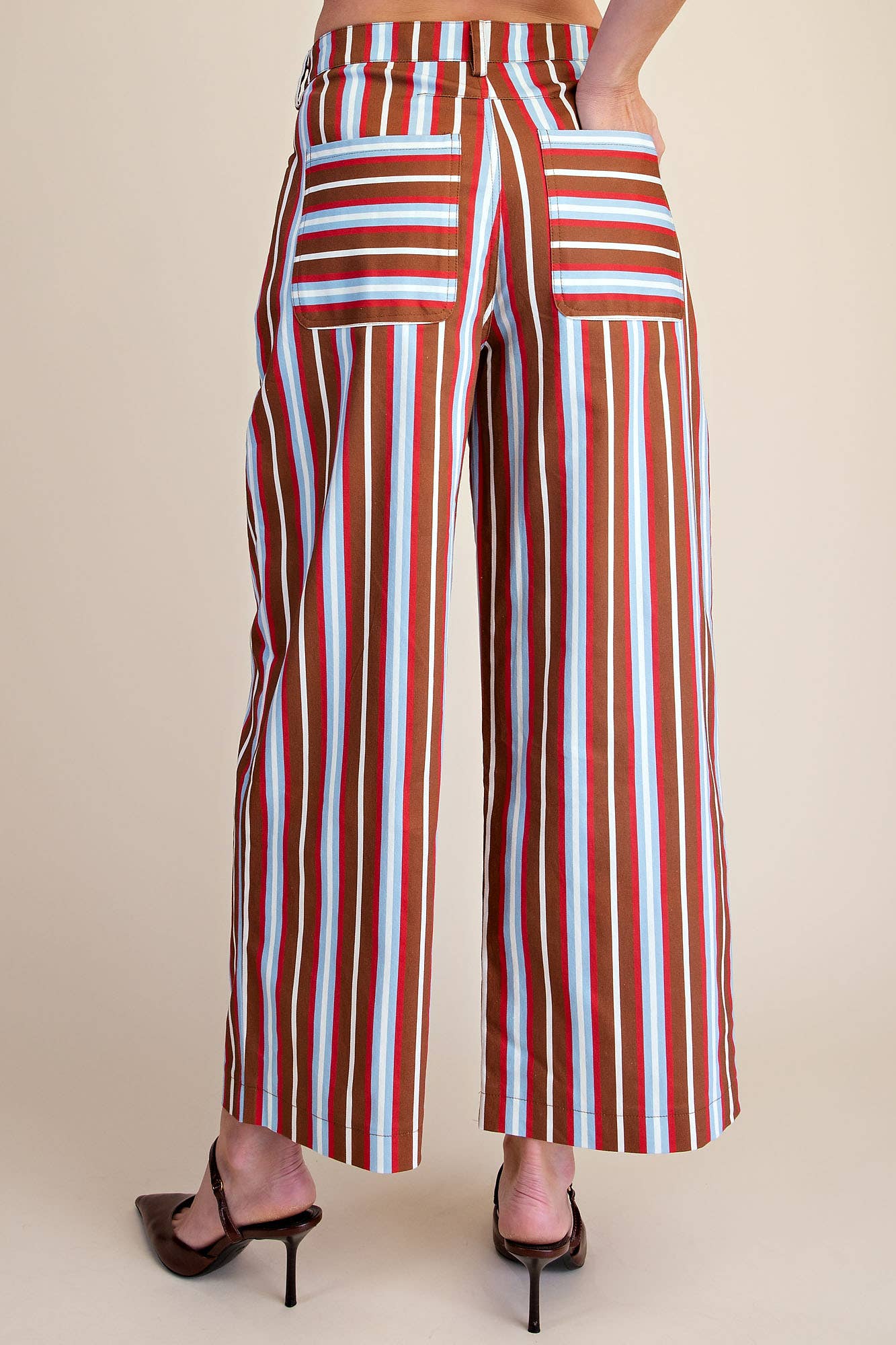 Barrel Leg Striped High Waist Pants