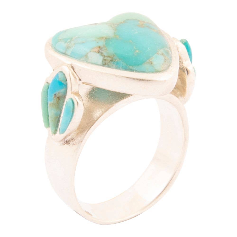 Barse Jewelry Blue Turquoise Heart Sterling Silver Statement Ring