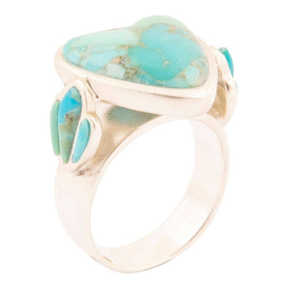 Barse Jewelry Blue Turquoise Heart Sterling Silver Statement Ring