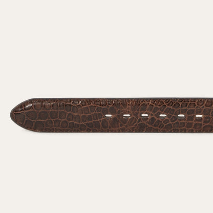 Stetson Cognac Ostrich Print Croco Embossed Western Tabs Belt