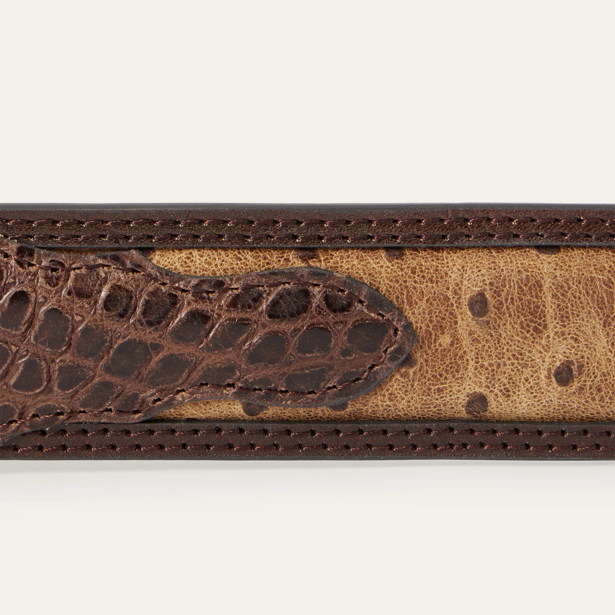 Stetson Cognac Ostrich Print Croco Embossed Western Tabs Belt