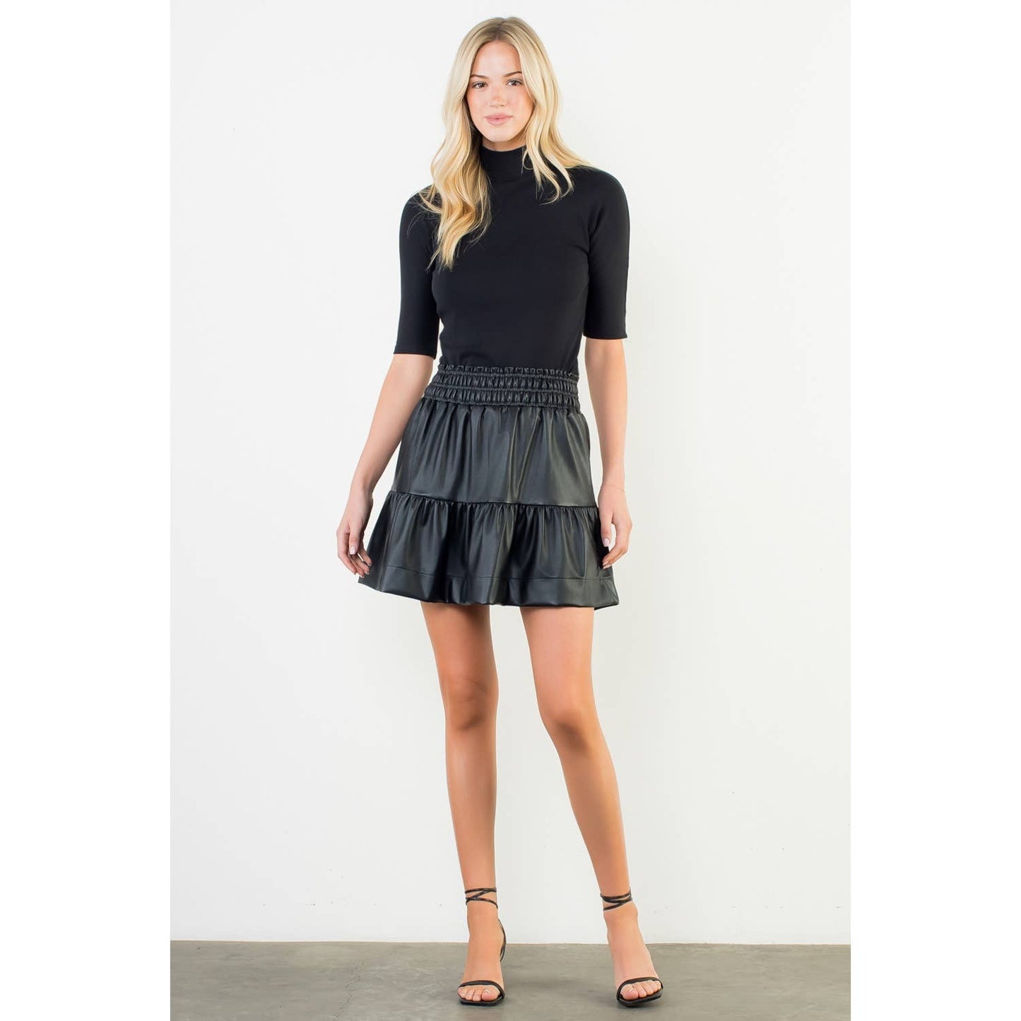 Tiered Leather Skirt