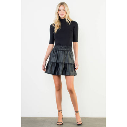 Tiered Leather Skirt