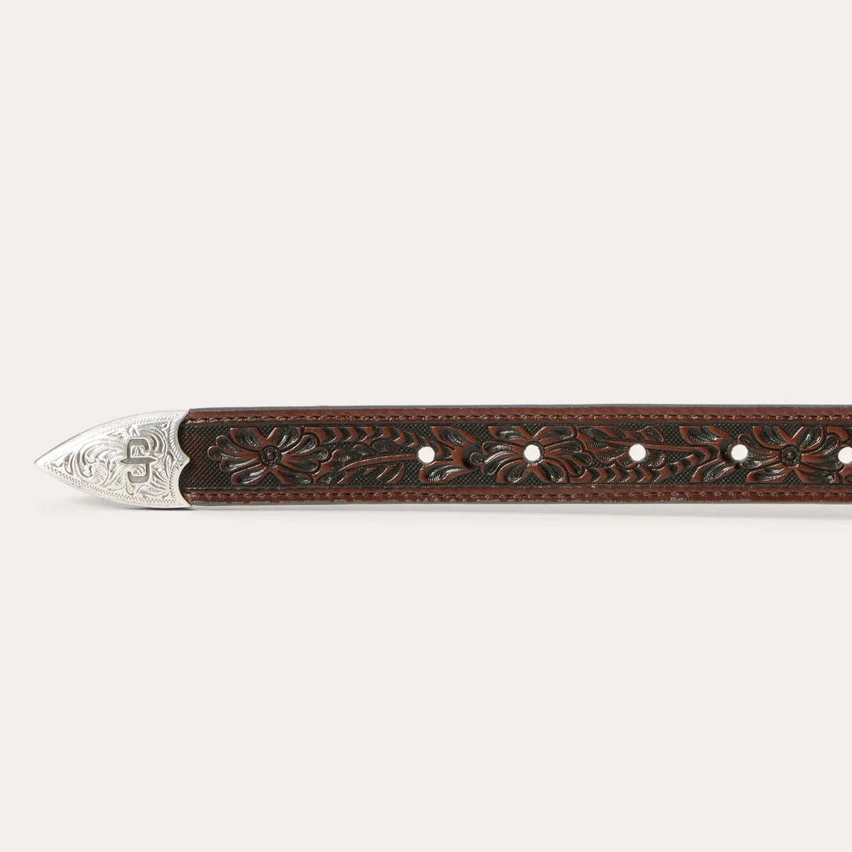 Stetson Cognac Croco Print Tooled Tapered Belt