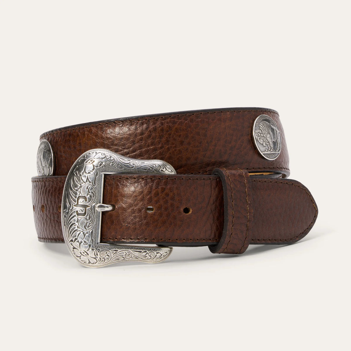 Stetson Hazelnut Bison Leather Concho Belt
