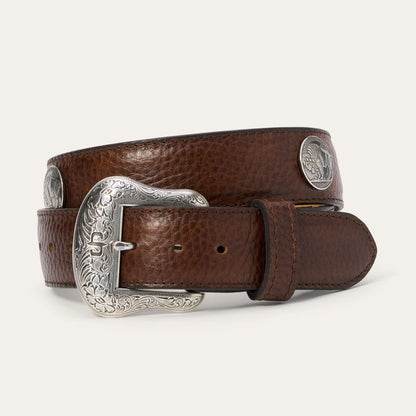 Stetson Hazelnut Bison Leather Concho Belt