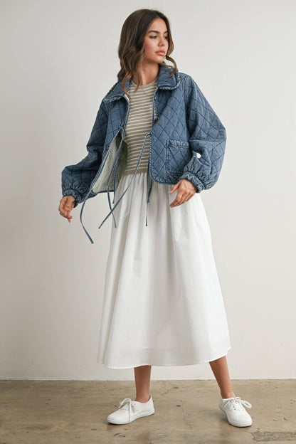 Quilted Long Sleeve Tie-Front Jacket