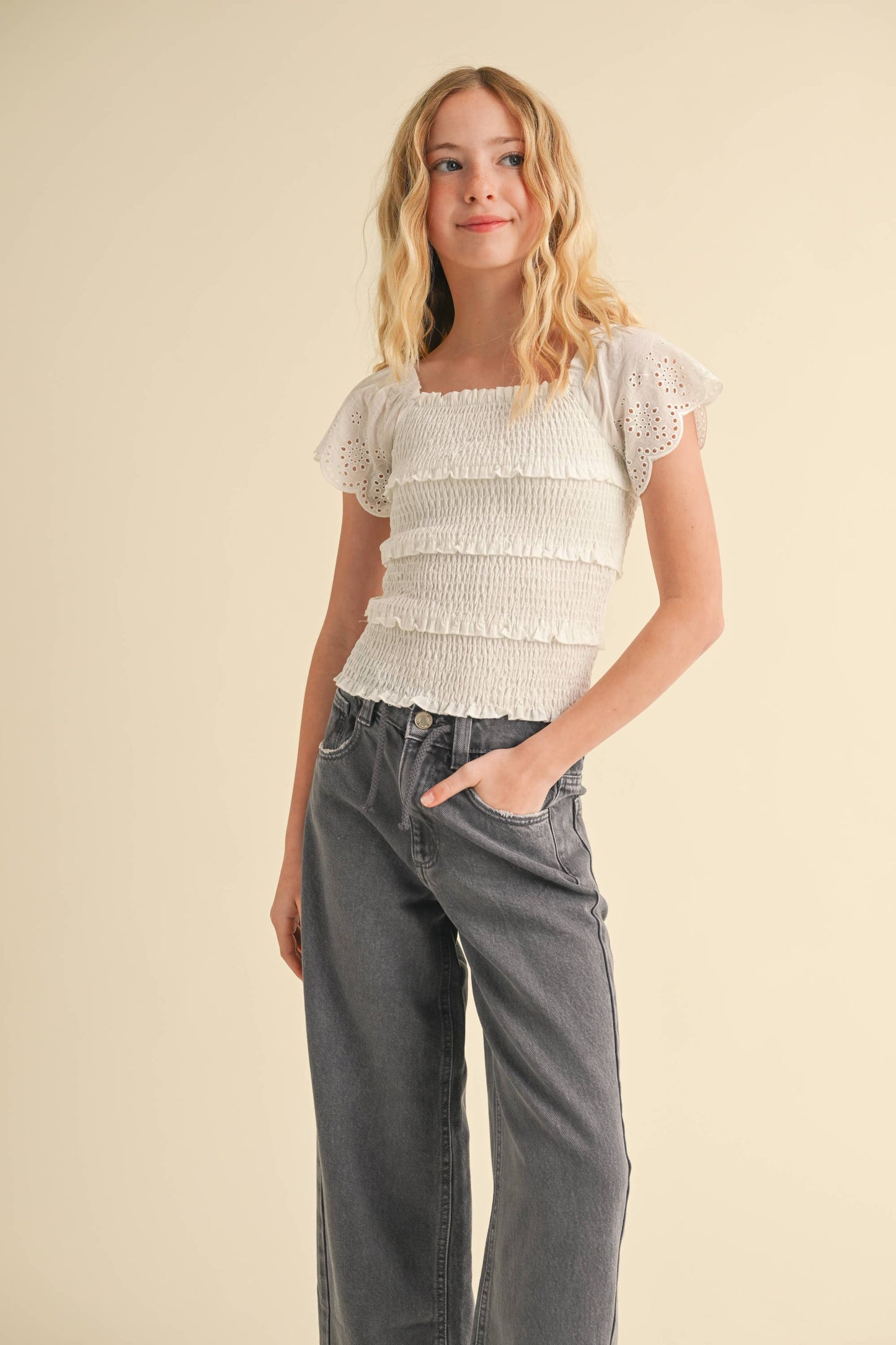 Tween Girls Tiered Smocked Top