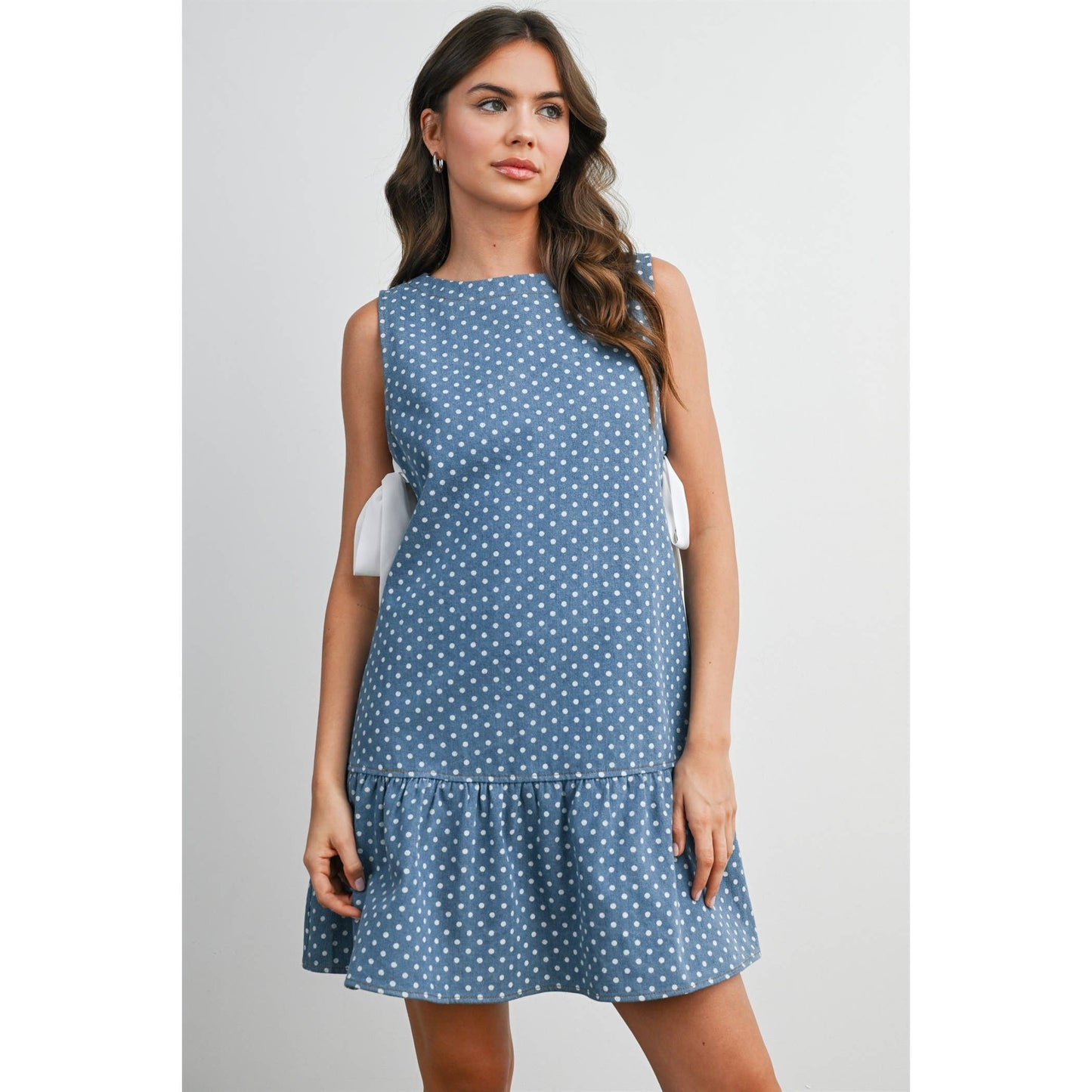 Blue Polka Dot Ruffle Dress