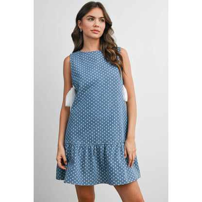Blue Polka Dot Ruffle Dress