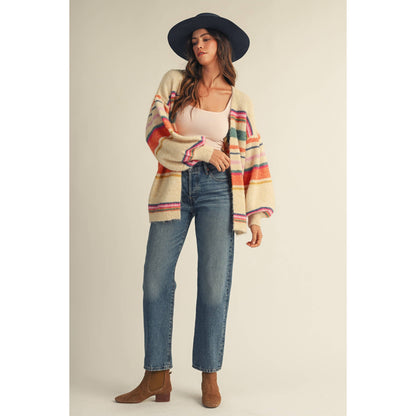 Sunset Carnival Stripe Cozy Relaxed Cardigan