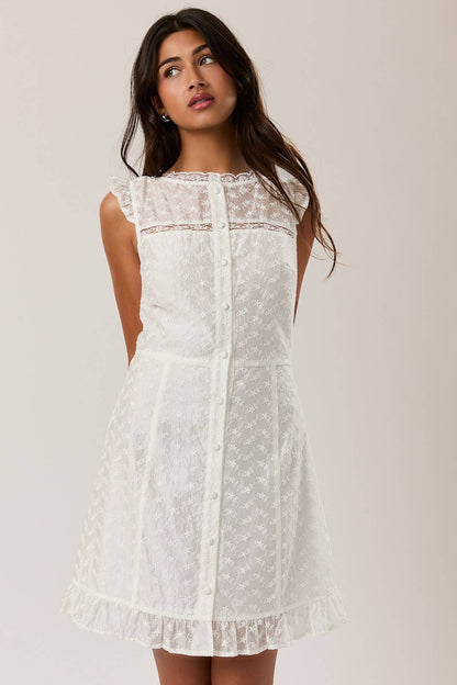 Eyelet Lace Trim Mini Dress