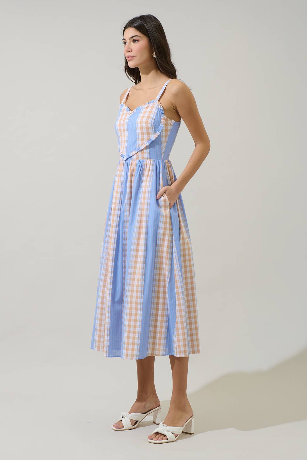 Renesa Heart Smocked Midi Dress