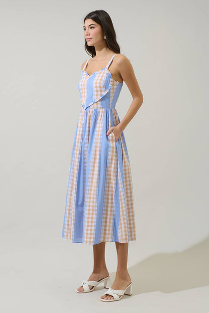 Renesa Heart Smocked Midi Dress