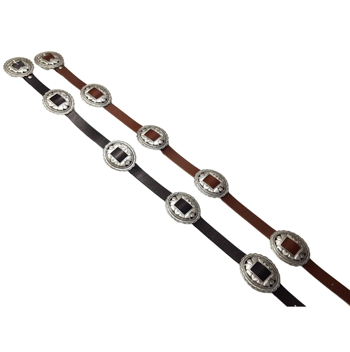 Genuine Leather Western Floral Concho Belt
