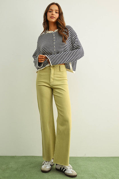 Straight Wide Leg Denim Pants