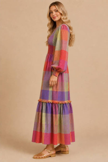 J.NNA Technicolor Dream Smocked Maxi Dress