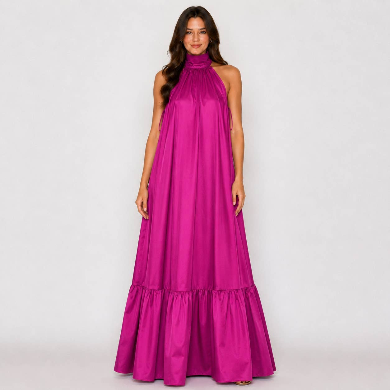 Vivienne Satin Halter Maxi Dress
