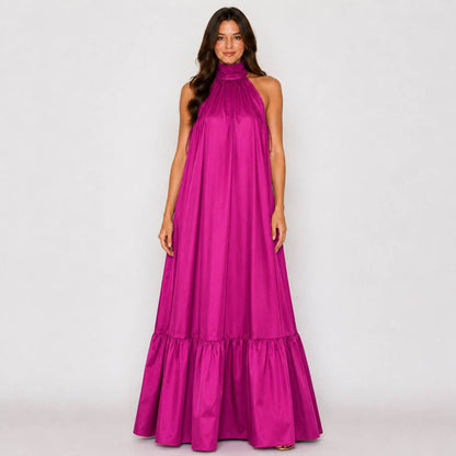 Vivienne Satin Halter Maxi Dress