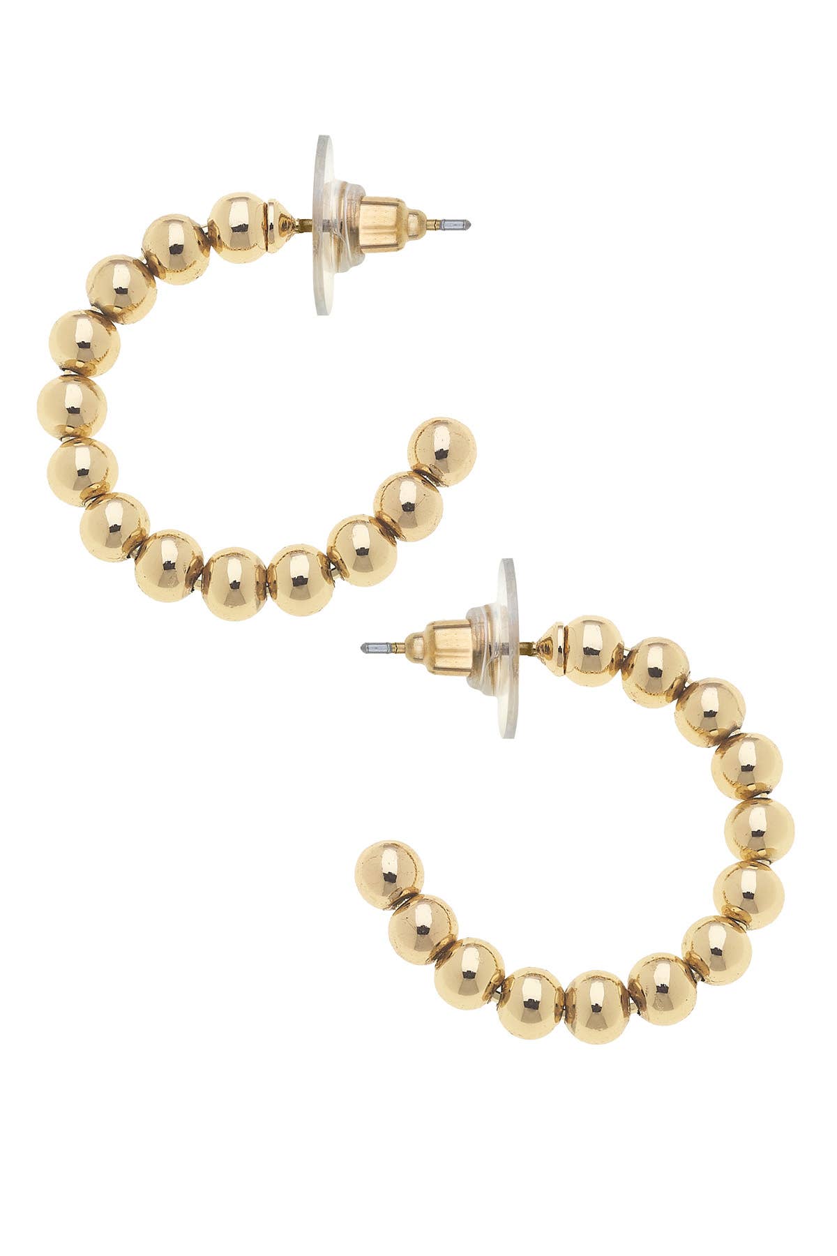 Canvas Style Demi Ball Bead Mini Hoop Earrings in Shiny Gold