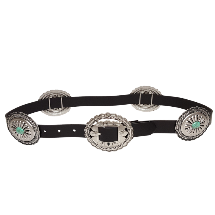 Genuine Leather Floral Stone Concho Belt