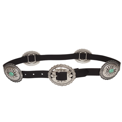 Genuine Leather Floral Stone Concho Belt