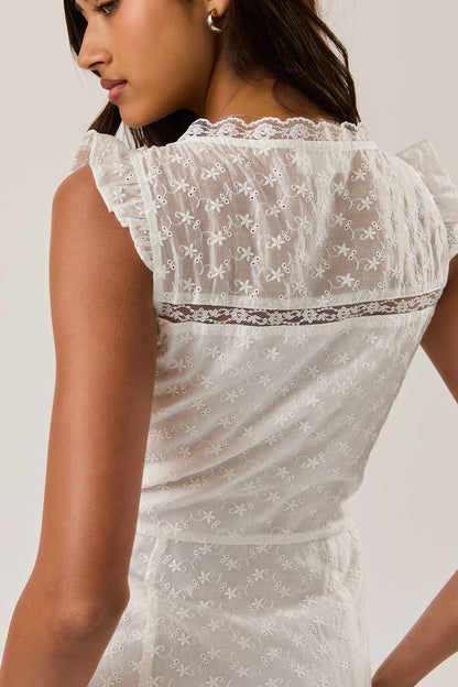 Eyelet Lace Trim Mini Dress