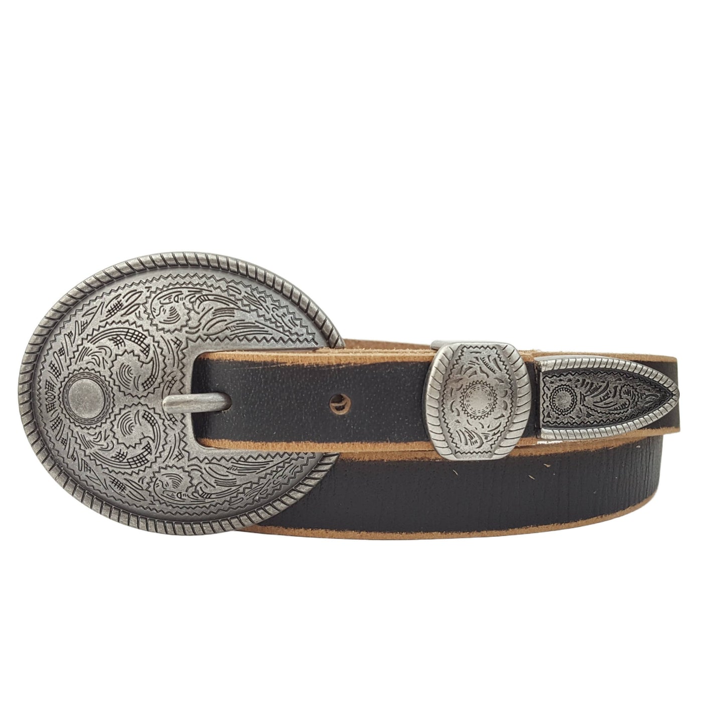 Vintage Antique Floral Buckle Leather Belt