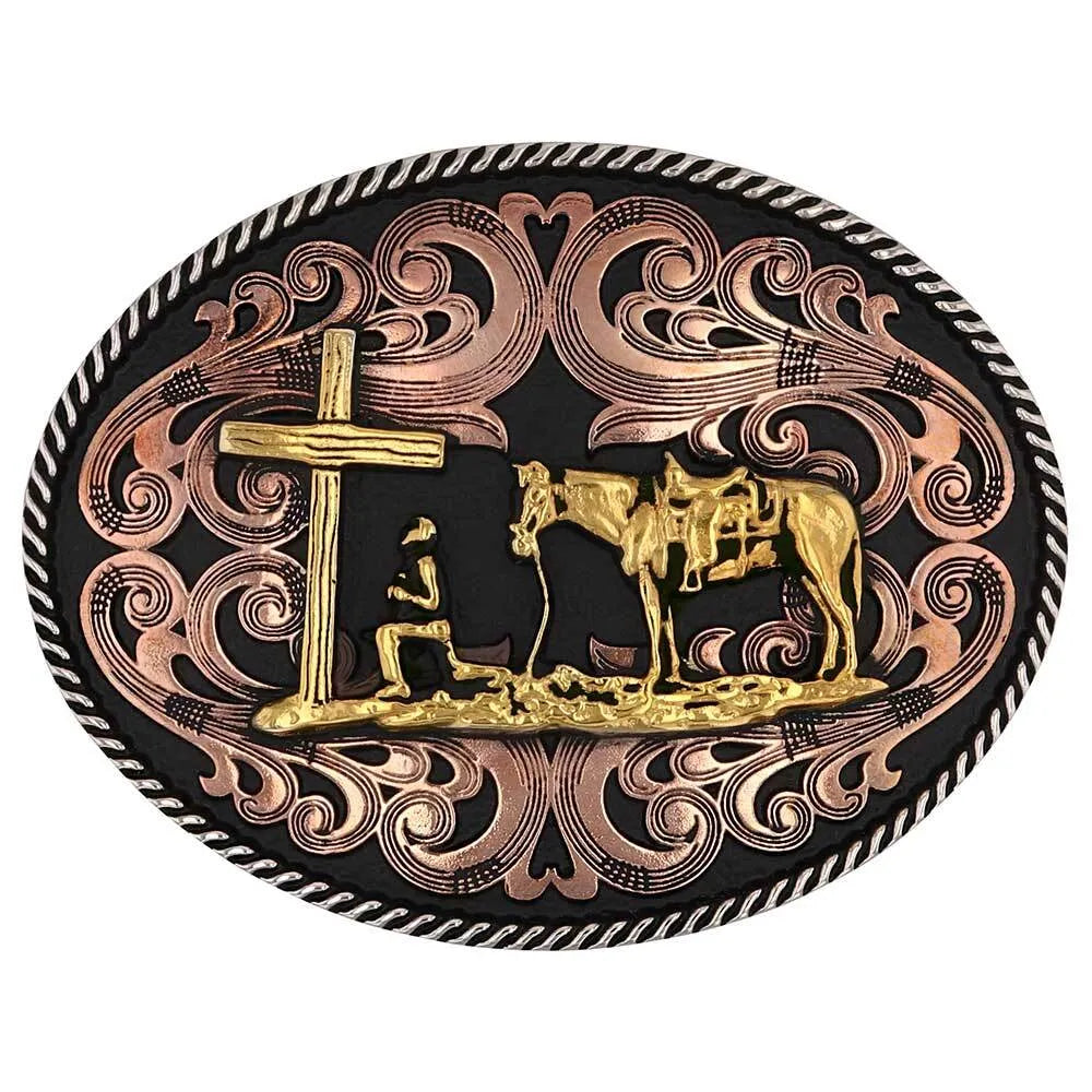 Montana Silversmith Tri-tone Christian Cowboy Attitude Buckle