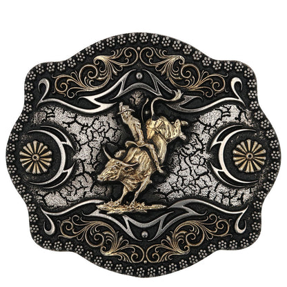 Montana Silversmith A-Blaze Filigree Framed Bull Rider Attitude Belt Buckle