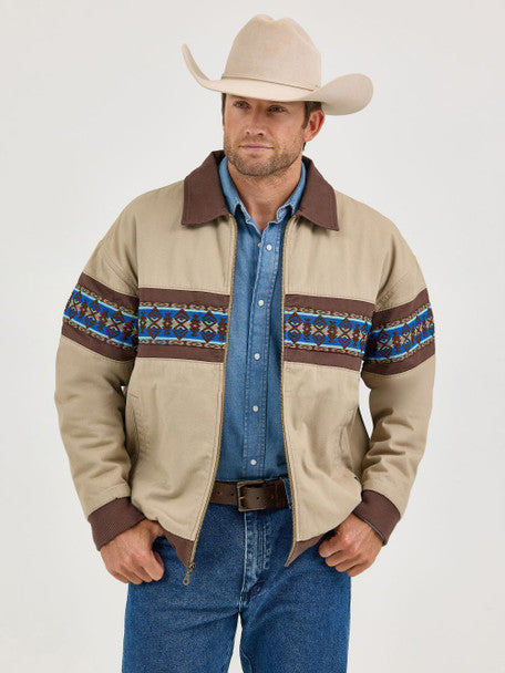 Wrangler Southwestern Border Quilt Lined Zip-Up Bomber Jacket