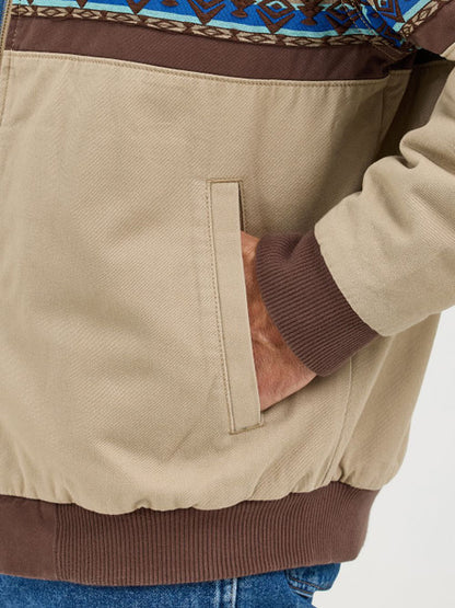 Wrangler Southwestern Border Quilt Lined Zip-Up Bomber Jacket