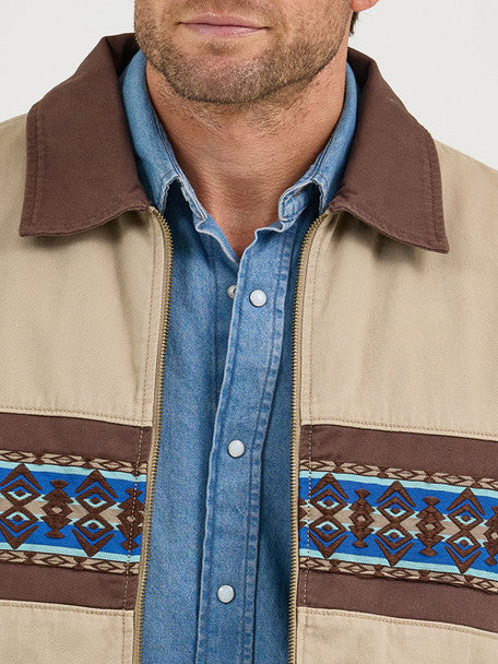 Wrangler Southwestern Border Quilt Lined Zip-Up Bomber Jacket
