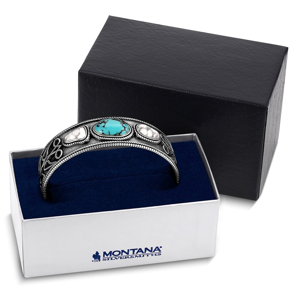 Montana Silversmith Boot Stitch Turquoise Cuff Bracelet