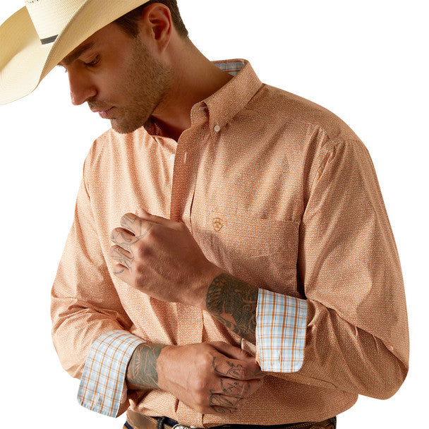 Ariat Wrinkle Free Brysen Orange Classic Fit Shirt