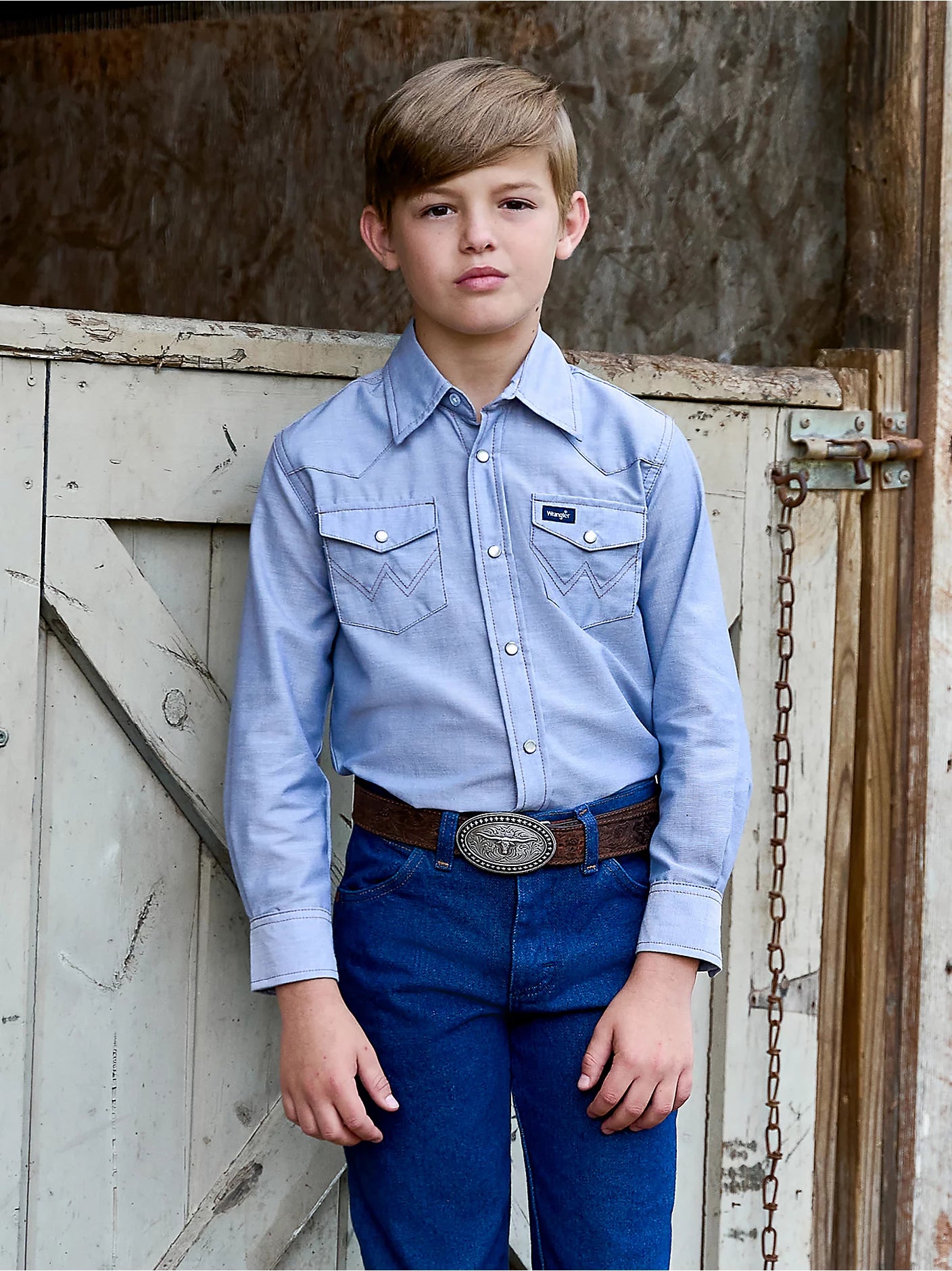 Wrangler BW7013B Boys Cowboy Cut Western Snap Shirt
