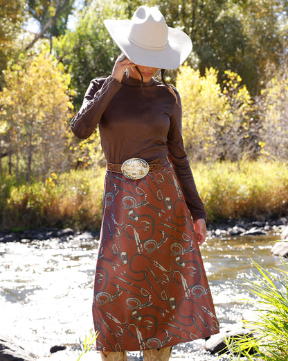 Cruel Denim Western Print Midi Skirt