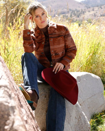 Cruel Denim Women's Red Aztec Trucker Jacket