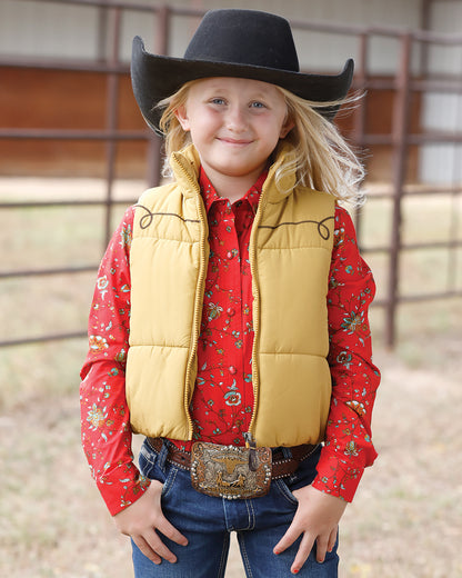 Cruel Denim Girl's Gold Puffer Vest