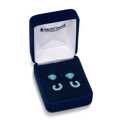 Montana Silversmith Turquoise Heart & Horseshoe Earring Set