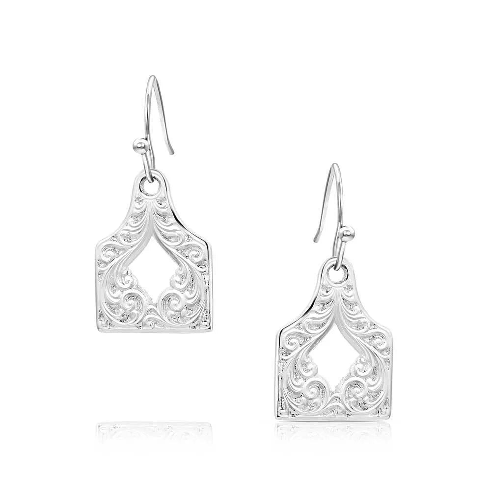 Montana Silversmith Out West Cow Tag Earrings